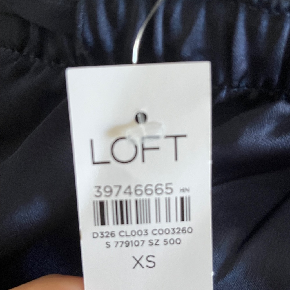 Loft Sawyer Navy Satin Pull-On Pants - Picture 6 of 6